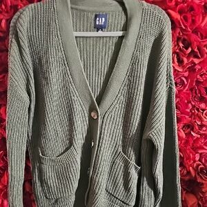GAP NWT Women's Green Button Up Thyme Cardigan Sweater Size XLarge